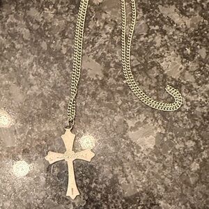 Pewter Cross Pendant Necklace